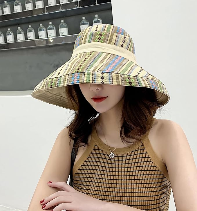 Women Wide Brim Sun Hats Metal Wired Edge Summer UV Protection Beach Fishing Hat - Image 2