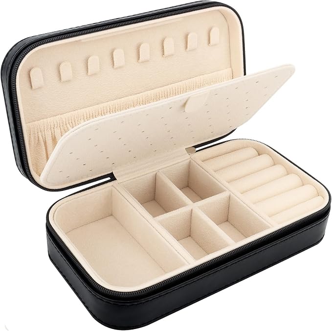 DesignSter Travel Jewelry Box, PU Leather Portable Jewelry Case, Small Jewelry by DesignSter