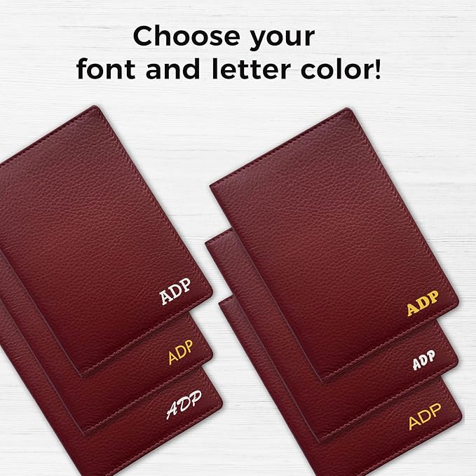 Personalized Monogrammed Merlot Leather RFID Passport Wallet - Image 3