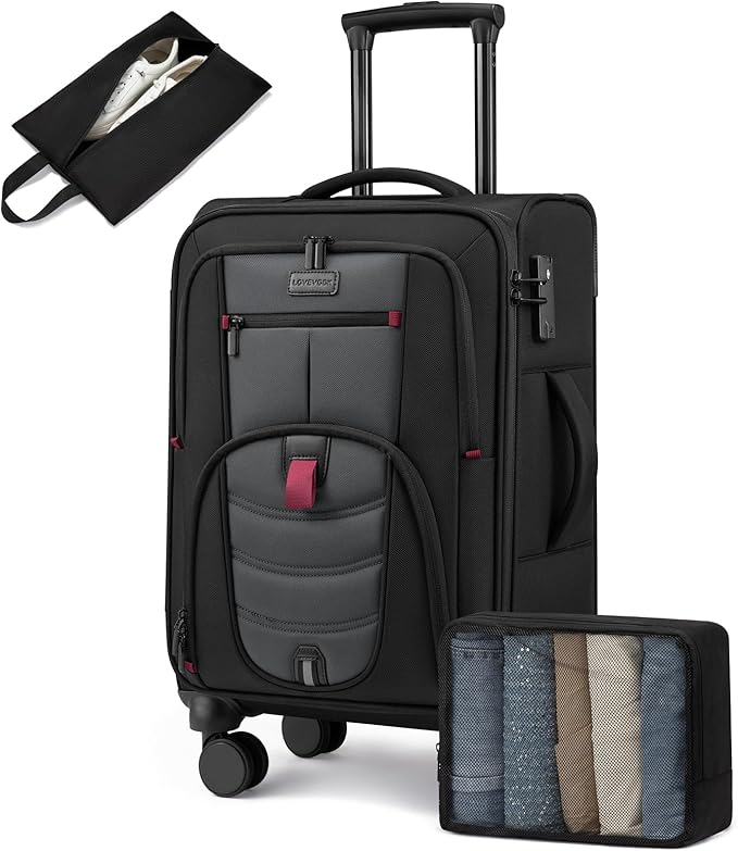 Carry On Luggage 22x14x9 Airline Approved, 22-Inch Suitcases by LOVEVOOK