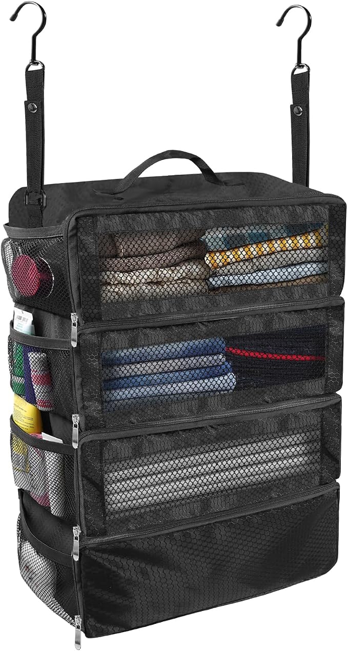 Suitcase Organizer, Travel Luggage Organizer Portable Hanging Travel Shelves by Unknown