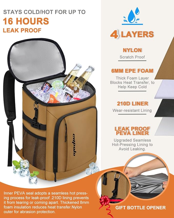 Capolo 36/45 Cans Cooler Backpack Insulated Waterproof - Image 4