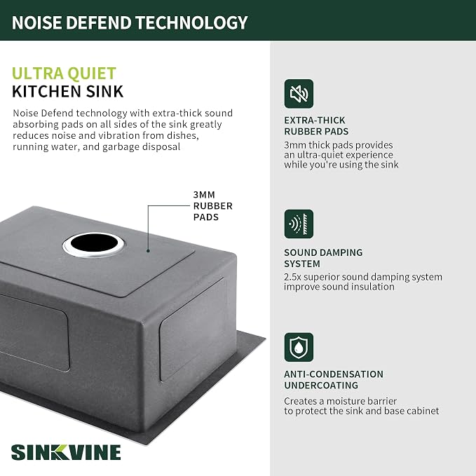 18-Inch Bar Sink Drop-In, SINKVINE Stainless Steel Kitchen Sink - Image 6