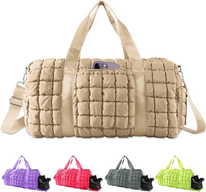 Quilted Travel Duffle Bag Gym Bag by XSUIOY
