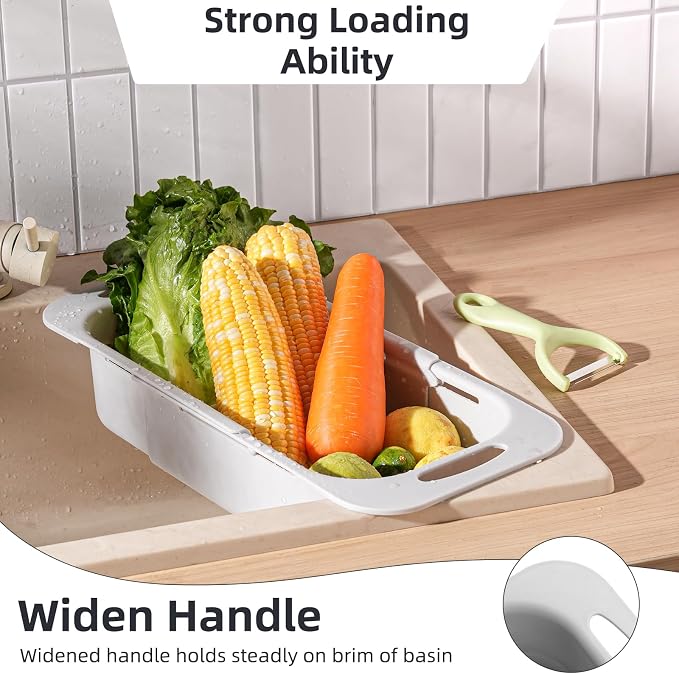 Extended Long Over the Sink Colander, Wash Vegetables Fruits Collapsible - Image 8