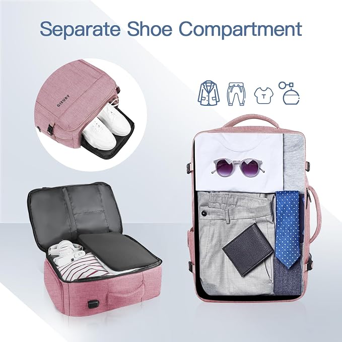 Carry On Backpack for Women, 50L Travel Backpack Flight Approved, Expandable - Image 2