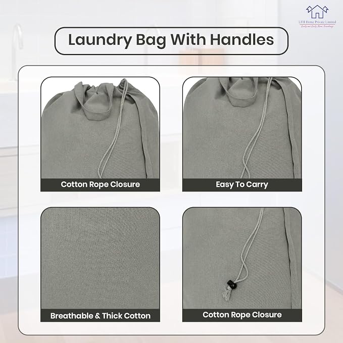 LFH Home Cotton Canvas Extra Large Laundry Bag - Image 3