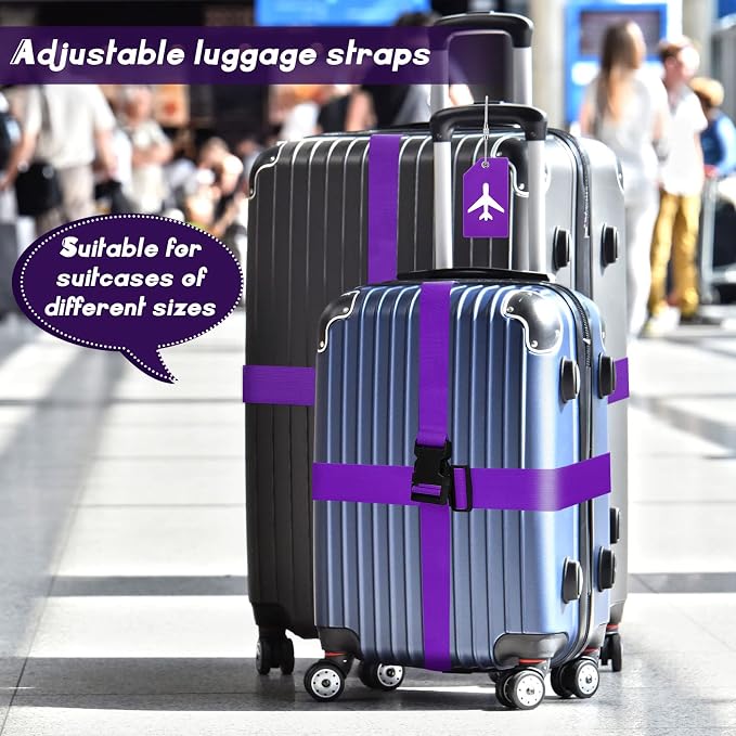 Weewooday 8 Pcs Luggage Straps Suitcase Tags Set - Image 5