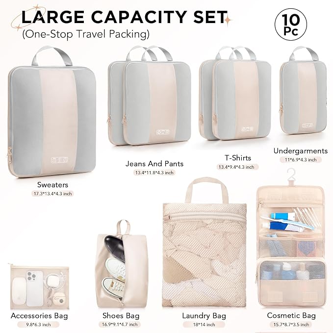 10 Set Compression Packing Cubes - Image 2