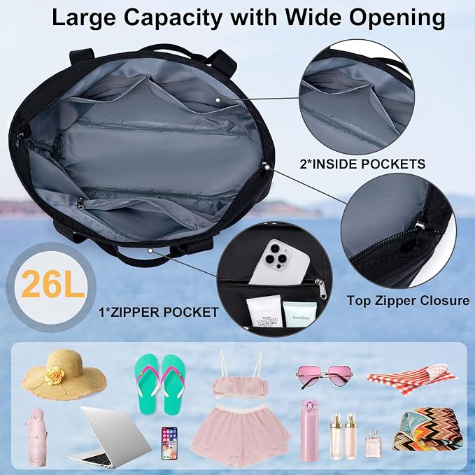 LEDAOU Beach Bags for Women, Beach Bags Waterproof Sandproof, Packable Beach - Image 3