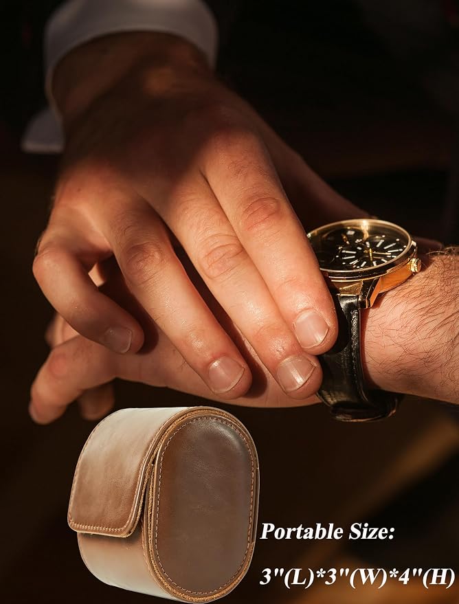 MR.OKAY Single Watch Travel Case-Classic Leather Watch Case - Image 7