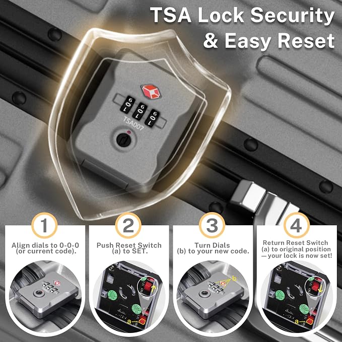 Krute Luggage 28 Inch Aluminum Frame Luggages TSA Lock No Zipper Checked - Image 2