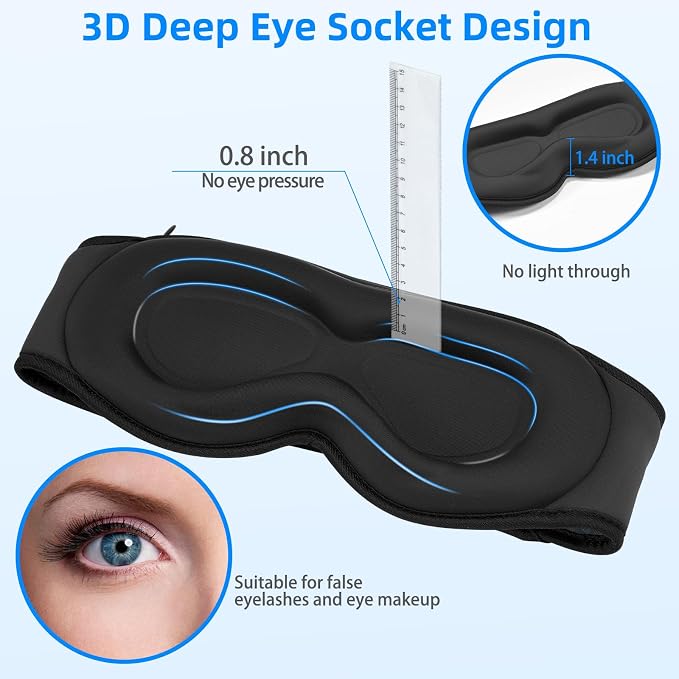 Sleeping Eye Mask with Headphones, Wireless Bluetooth 5.4 Sleep Mask - Image 5