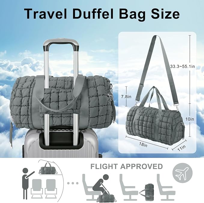 Quilted Travel Duffle Bag Gym Bag - Image 2