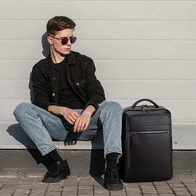 Tzowla Leather Laptop Backpack, Bag - Image 6