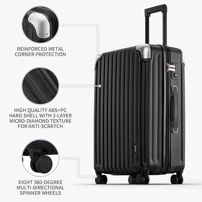 LEVEL8 Grace Luggage, 28 Inch Hardside Suitcase, Abs+Pc Harshell Spinner Luggage - Image 2