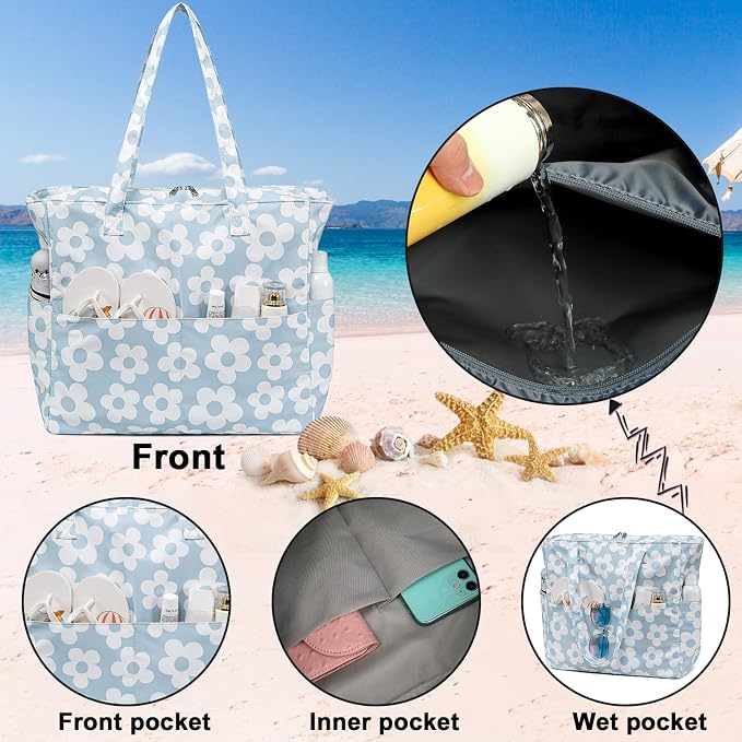 Beach Pool Bags Tote for Women Ladies Large Gym Tote Carry On Bag - Image 3