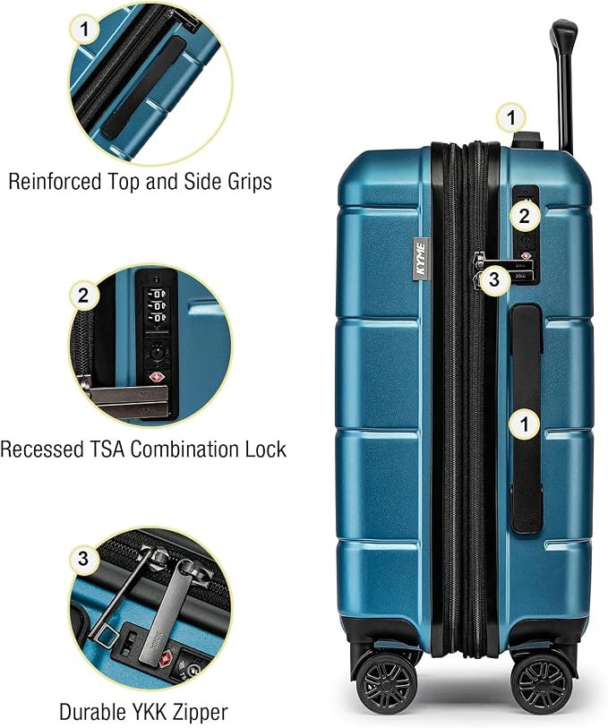 KYME Hardside Expandable Carry On Luggage 22x14x9 Airline Approved 20 Inch - Image 6