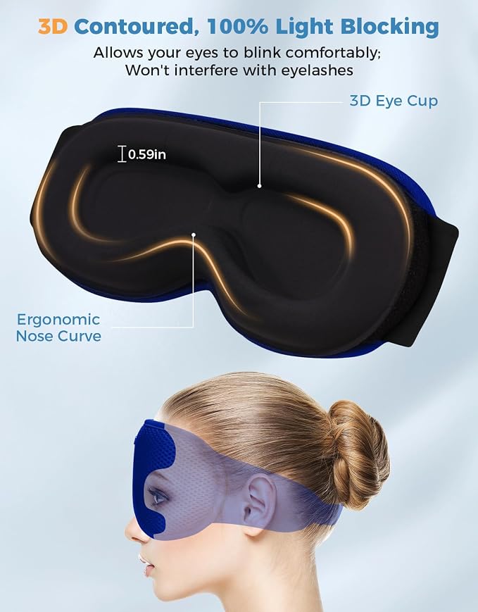 3D Contoured Sleep Mask with Bluetooth Headphones, Eye Masks - Image 3