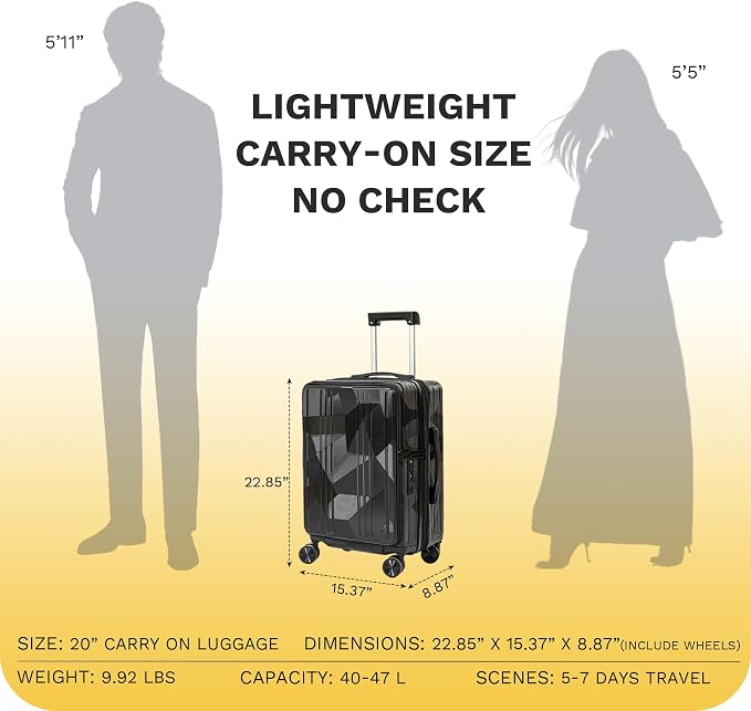 Carry On Luggage 22x14x9 Airline Approved Expandable Top Opening Carryon Luggage - Image 8