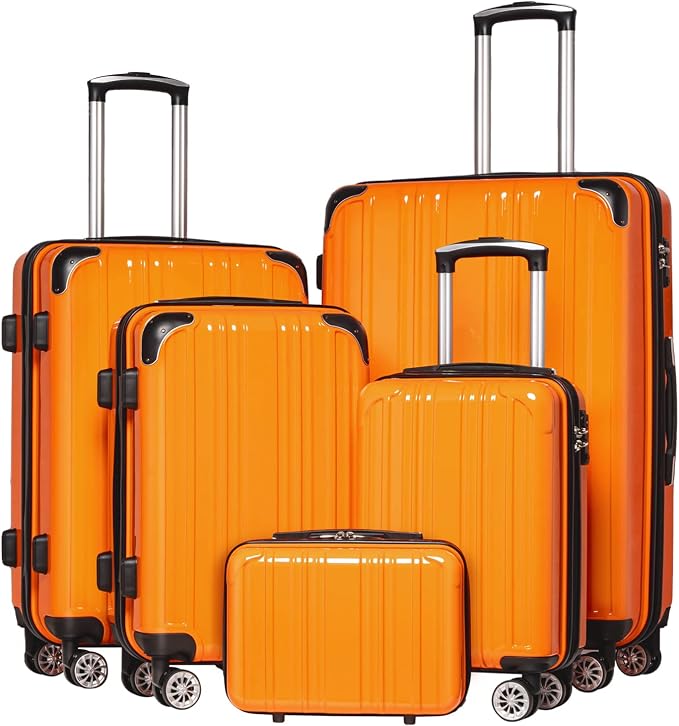 Coolife Luggage Expandable 5 Piece Sets PC+ABS Spinner Suitcase 20 inch 24 inch by COOLIFE