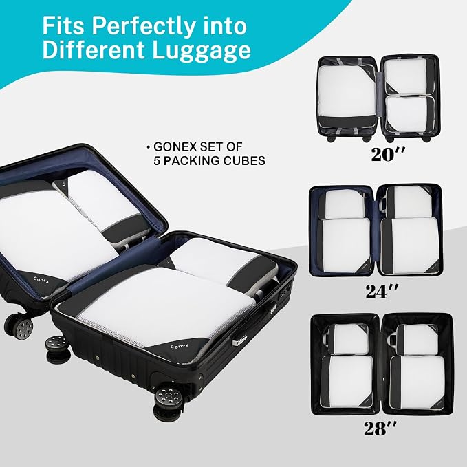 Compression Packing Cubes, Gonex Extensible Storage Mesh Bags Organizers - Image 5