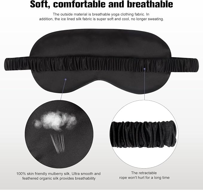 2Pack Silk Sleep Mask, IEKEODI Eye Mask - Image 2