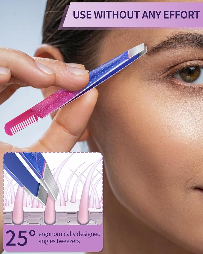 MORGLES Eyebrow Tweezers for Women and Nail Clipper Set - Image 3