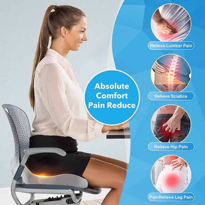 Seat Cushion, Office Chair Memory Cushion, Ergonomic Design, Relieve Sciatica - Image 3