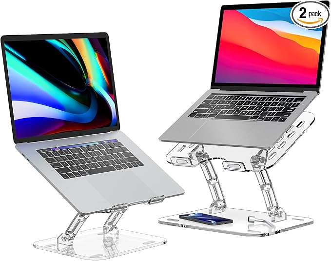 2 Pack Acrylic Laptop Stand for Desk, Adjustable Ergonomic Laptop Riser by Lpoake