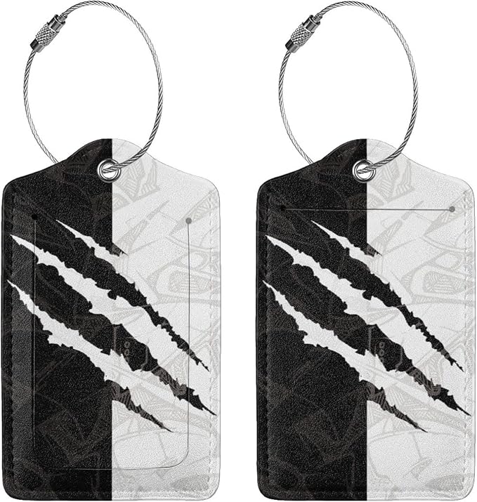Black Against White Pattern Luggage Tags - Image 3