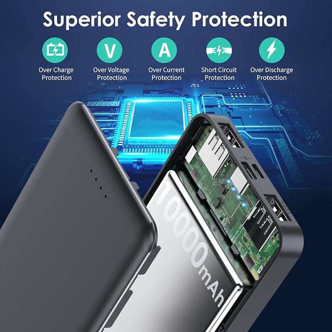 Portable Charger Power Bank 10000mAh, Ultra Slim Compact External Battery Pack - Image 3