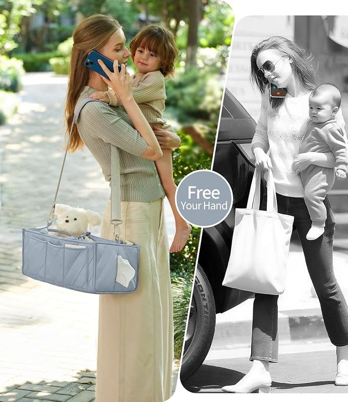 Baby Diaper Caddy with Tissue Pocket, Travel & Car, Baby Essentials Changing - Image 2