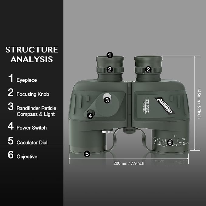 AOMEKIE Marine Binoculars for Adults 10x50 Waterproof Binoculars - Image 9