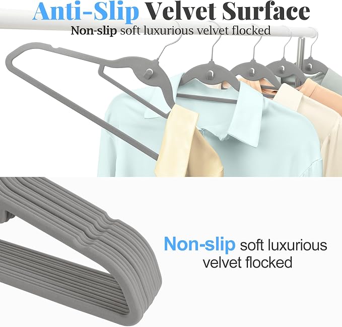 Velvet Felt Stackable Hangers 50 Pack, Non Slip, - Image 6