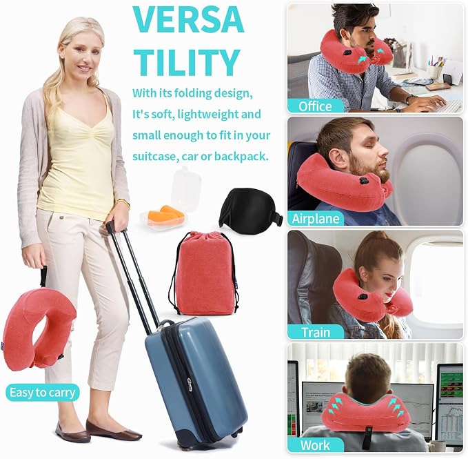 2 Pack Inflatable Travel Neck Pillows - Image 4