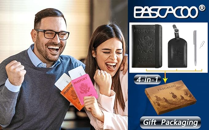 Passport Holder With Luggage Tag Travel Essentials Passport Cover Wallet RFID - Image 6