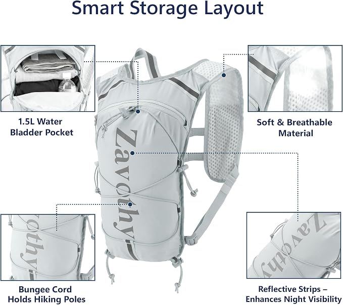 Zavothy Hydration Running Vest for Men & Women – Lightweight 1.5L Hydration Pack - Image 2