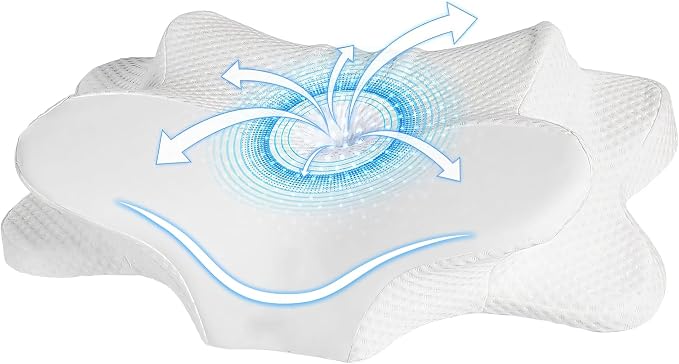Cervical Neck Pillow for Sleeping, Dual Height Contour Memory Foam Pillow for by FUNCCUBE