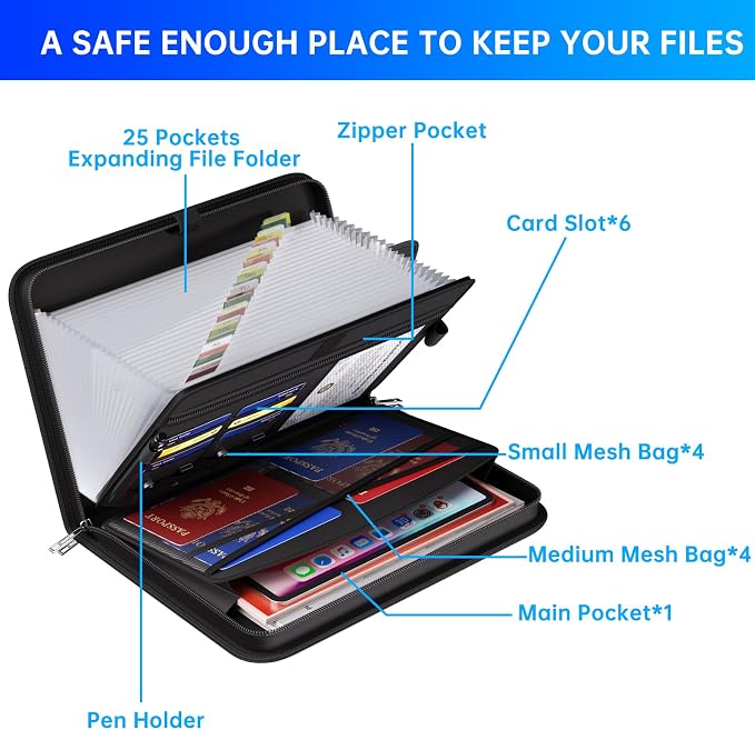 ENGPOW Accordion File Organizer, Fireproof Expanding File Folder - Image 5