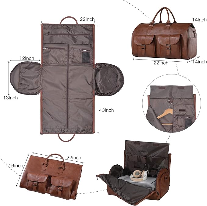 seyfocnia Convertible Travel Garment Bag, Carry on Garment Duffel Bag - Image 3