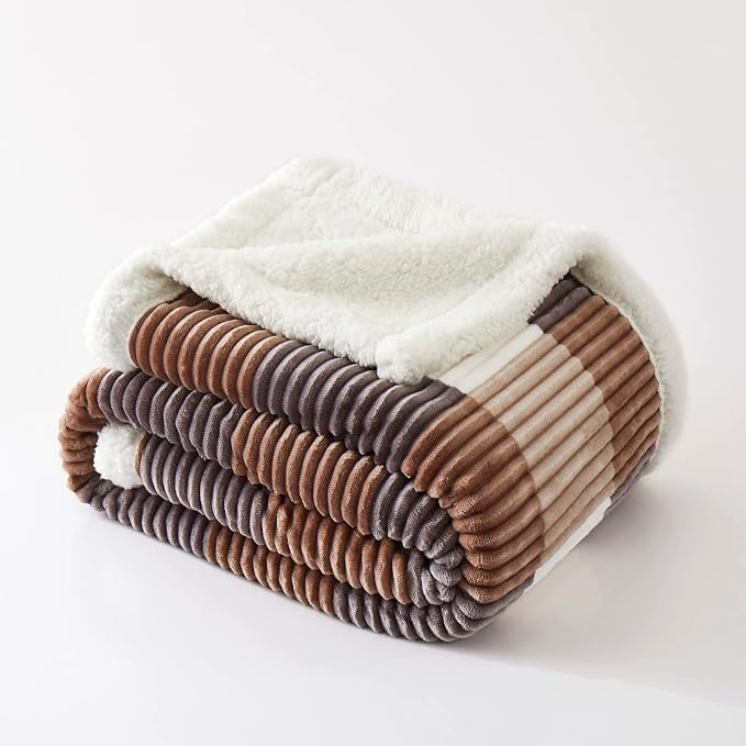 PU MEI Sherpa Blanket Twin Plaid Thick Bed Blanket, 60”*80” Super Soft Flannel - Image 8