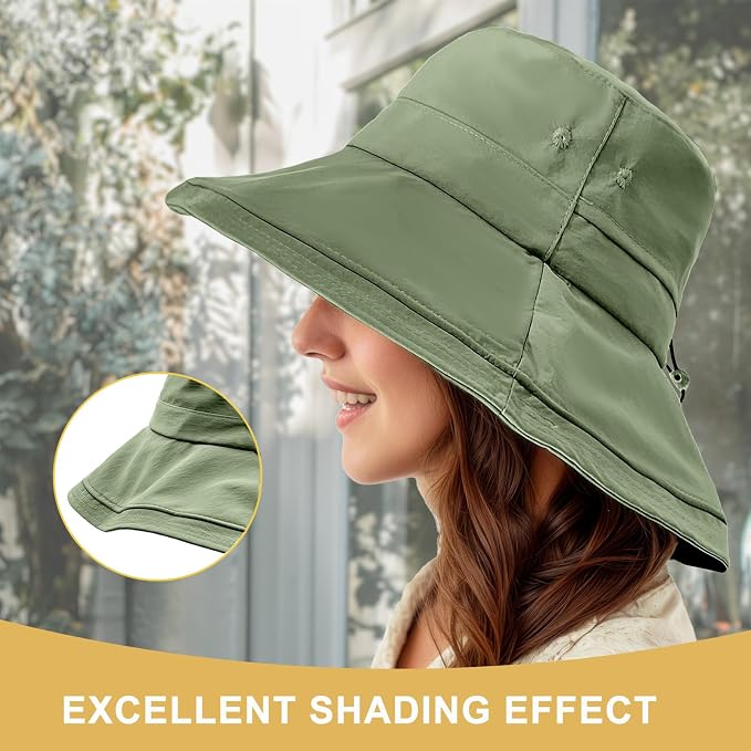 Sun Hats for Women Wide Brim Ponytail UV Protection Beach Hat Packable - Image 4