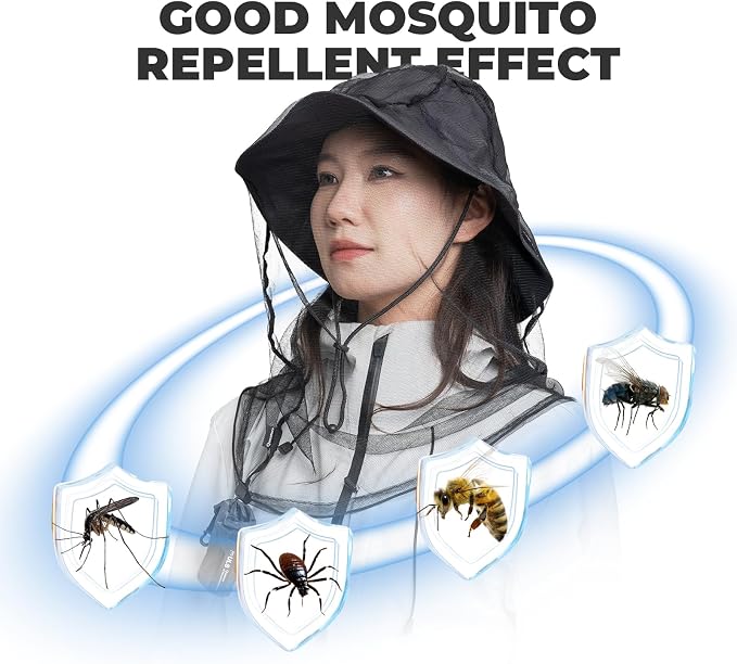 Mosquito Head Net for Insects, Bug Net for Head, Extra Fine Fly Screen Holes - Image 2