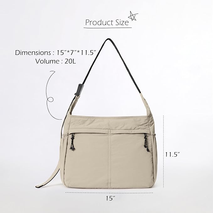 ODODOS 20L Crossbody Tote Bag Large Capacity Lightweight Hobo Shoulder Sling - Image 6