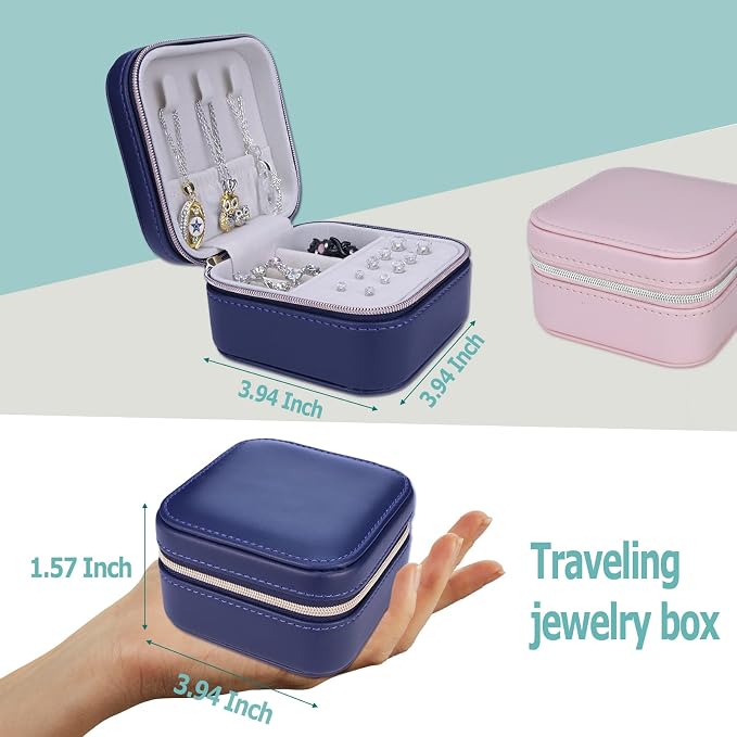 【2 Pack】 PU Leather Travel Small Portable Mini Travel Jewelry Organizer - Image 6