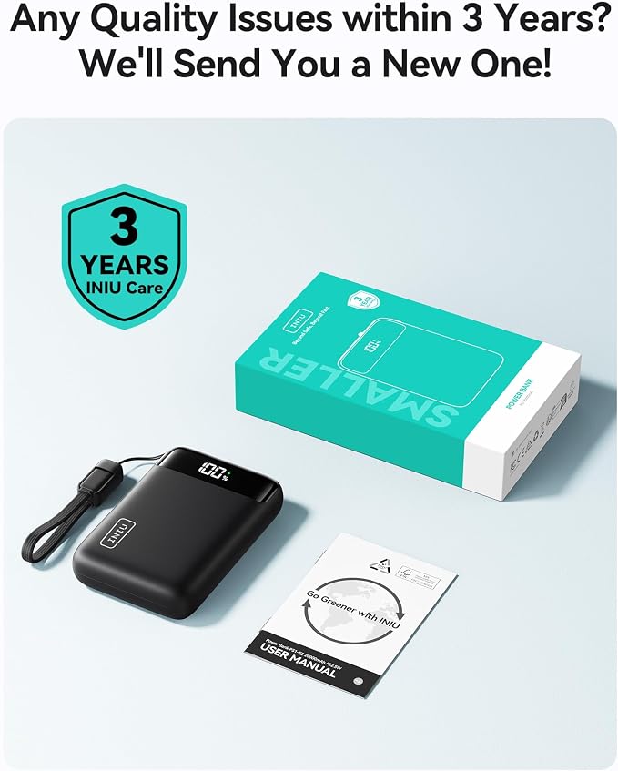 INIU Portable Charger, Smallest 22.5W 20000mAh USB C in & Out Power Bank Fast - Image 7