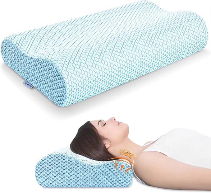 Anvo Memory Foam Pillow, Neck Contour Cervical Orthopedic Bed Pillow by AnvoHome