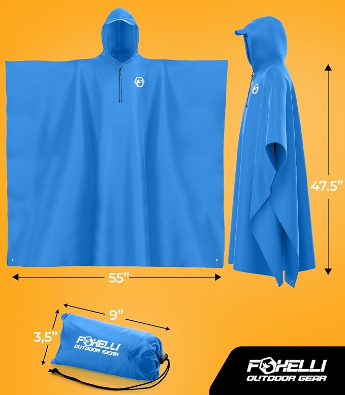 Foxelli Rain Poncho for Adults – Extra Long Reusable Waterproof Raincoat - Image 7