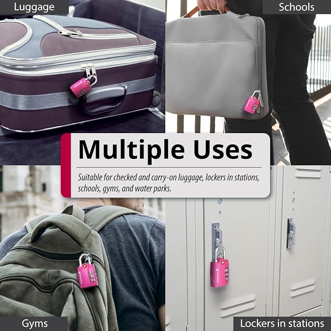 Fosmon TSA Approved Pink Locks for Luggage. Cute Locker Suitcase Lock - Image 6